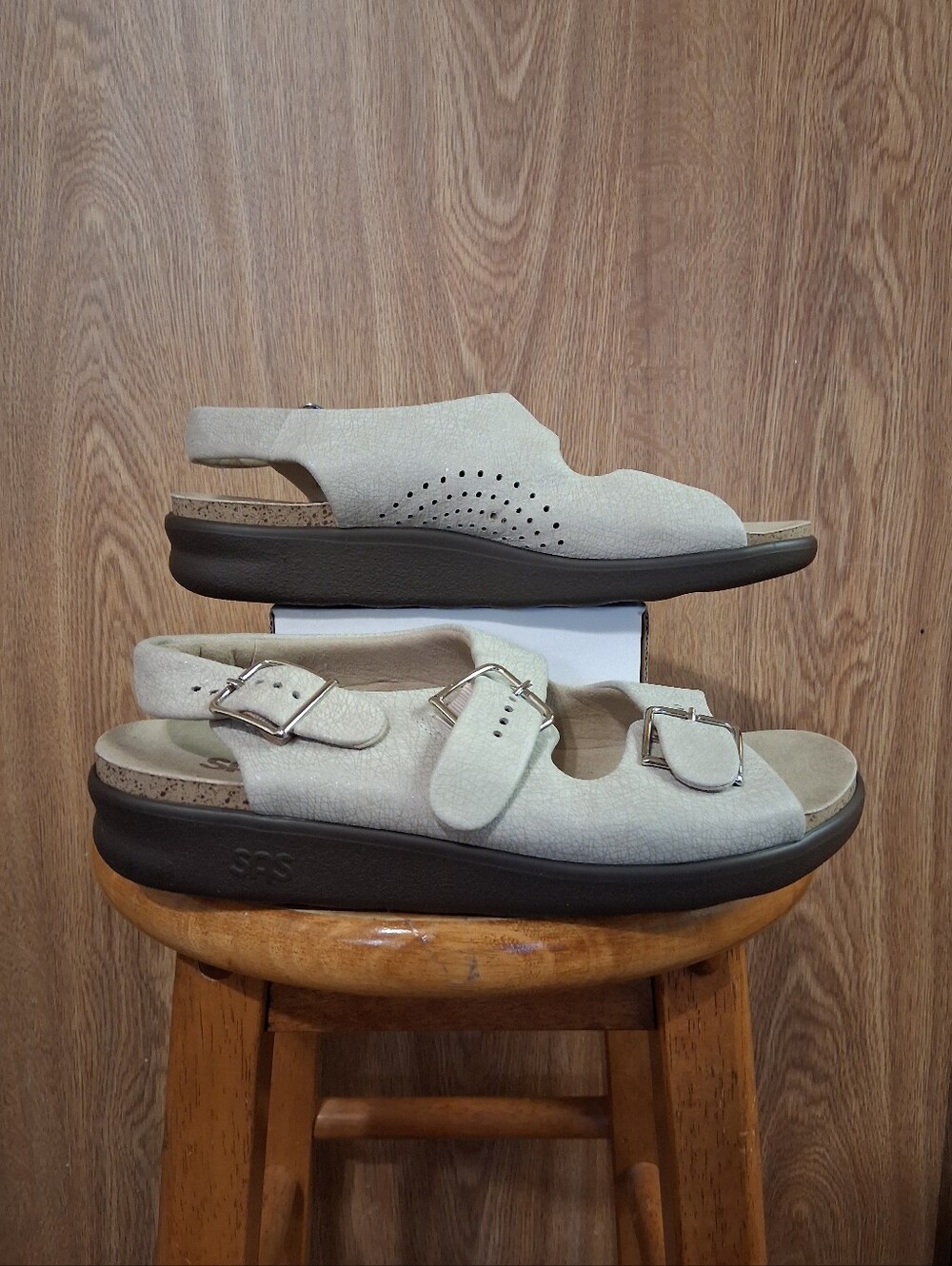 SAS Comfort Women's Sandals in Light Beige Adjustable Buckle Straps